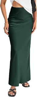 Vrtige Women's Satin Silky Maxi Skirt