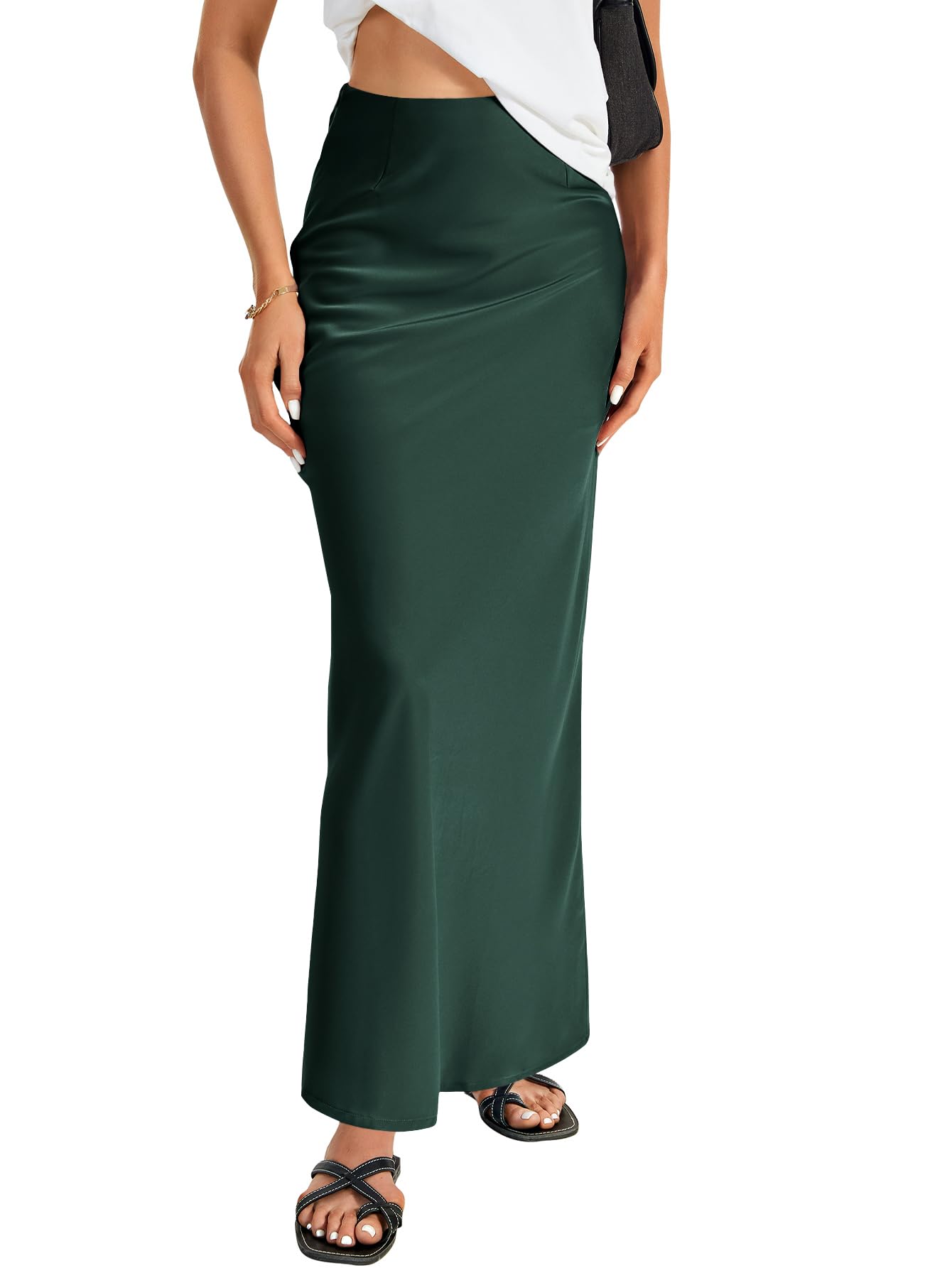 Vrtige Women's Satin Silky Maxi Skirt