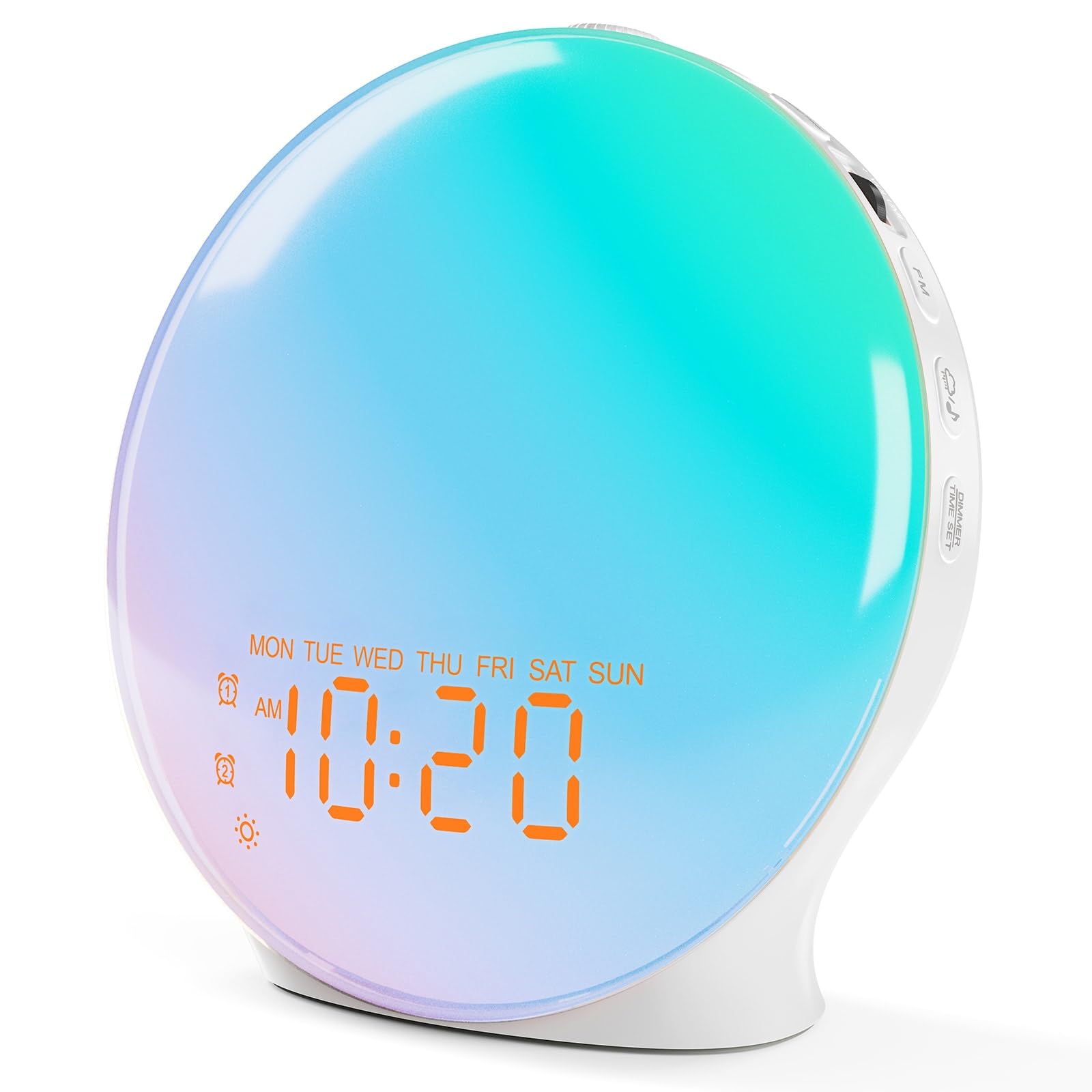 JALL Full Screen Dimmer Sunrise Alarm Clocks for Bedrooms, Wake Up Light with FM