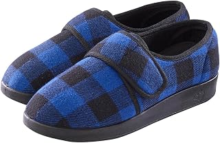 Silverts Men's Adjustable Wide Fit Slippers, Easy Closure Non-Slip
