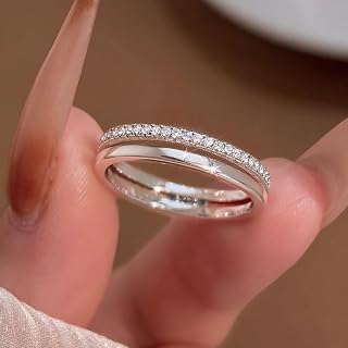1 Pcs White Silver Plated Single Layer Cubic Zirconia Ring for Women Daily Wear Dating Wear Best Birthday Gift Fine Jewelry Gifts