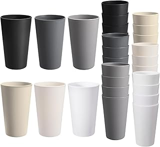HEYCOME 24 Pcs Unbreakable Plastic Cups Set, 20 oz Reusable Plastic Cups, Stackable Drinking Cup for Kitchen, Outdoor, BPA-free, Dishwasher Refrigerator and Microwave Safe (20 oz, 6 Colors)