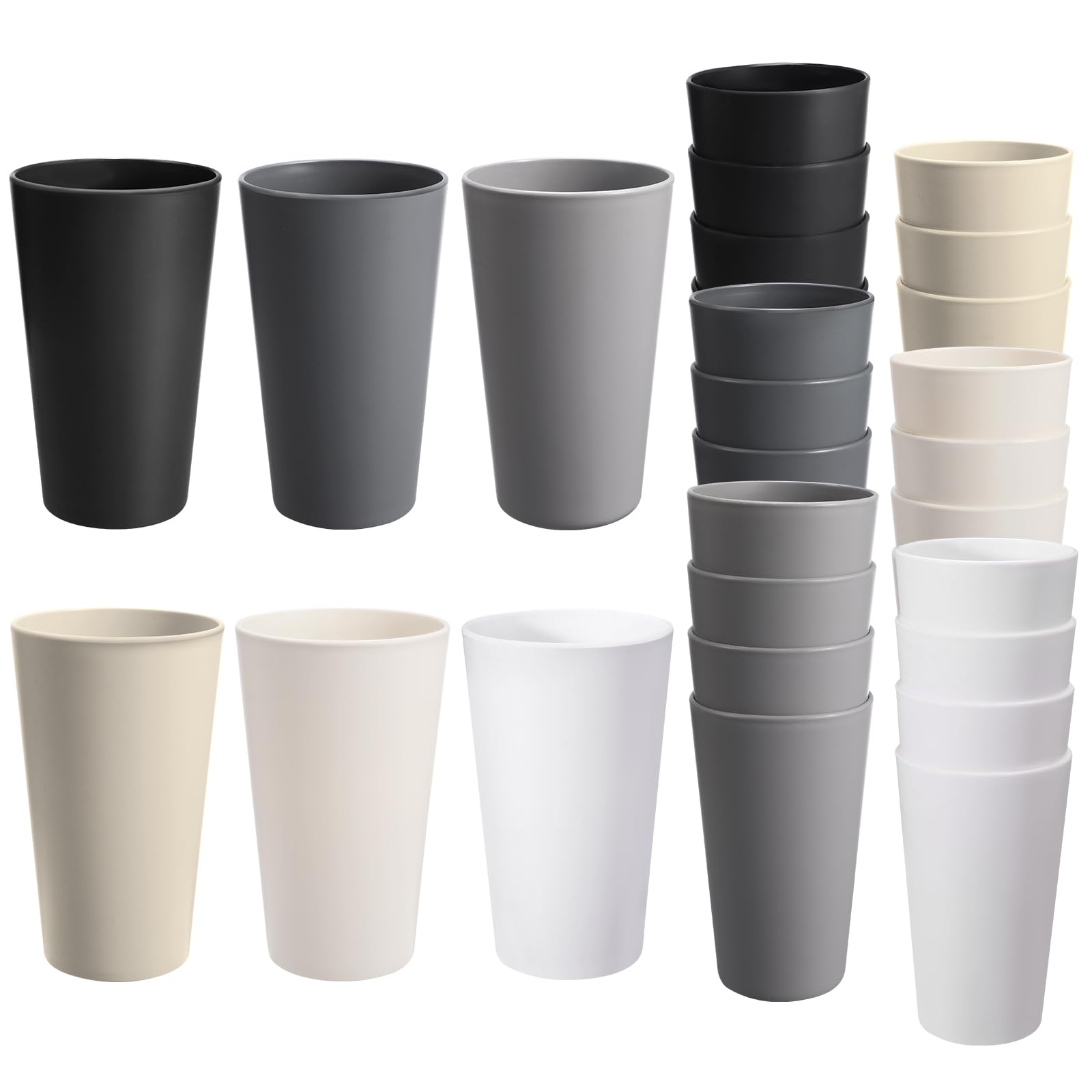 HEYCOME 24 Pcs Unbreakable Plastic Cups Set, 20 oz Reusable Plastic Cups, Stacka