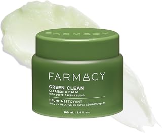 Farmacy Makeup Remover Cleansing Balm - Green Clean Waterproof Makeup Remover Balm + Oil Cleanser for Face - Gently Melts Make Up + SPF - Hydrates + Softens Skin with Super Greens + Papaya (100ml)