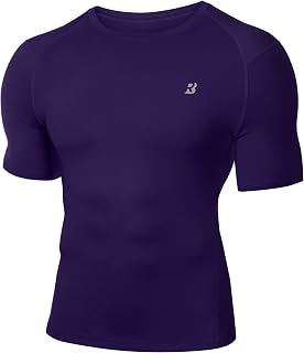 Roadbox Mens Compression Shirt Short Sleeve, Cool Dry Football Base Layer