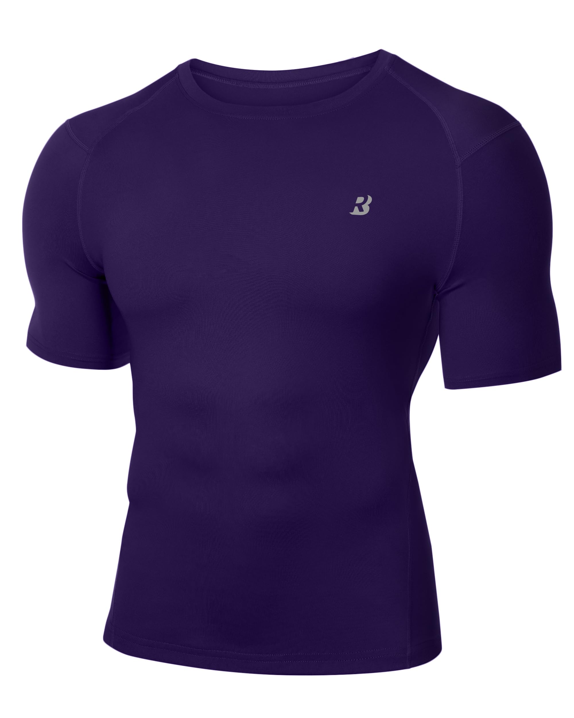 Roadbox Mens Compression Shirt Short Sleeve, Cool Dry Football Base Layer