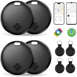 Hauibela Smart Tracker Tag Pro 4 Pack Dual-System for iOS & Android | Compatible with Apple Find My and Google Find Hub, Replaceable Battery, Item Finder for Keys, Wallet, Luggage, Bags, and More
