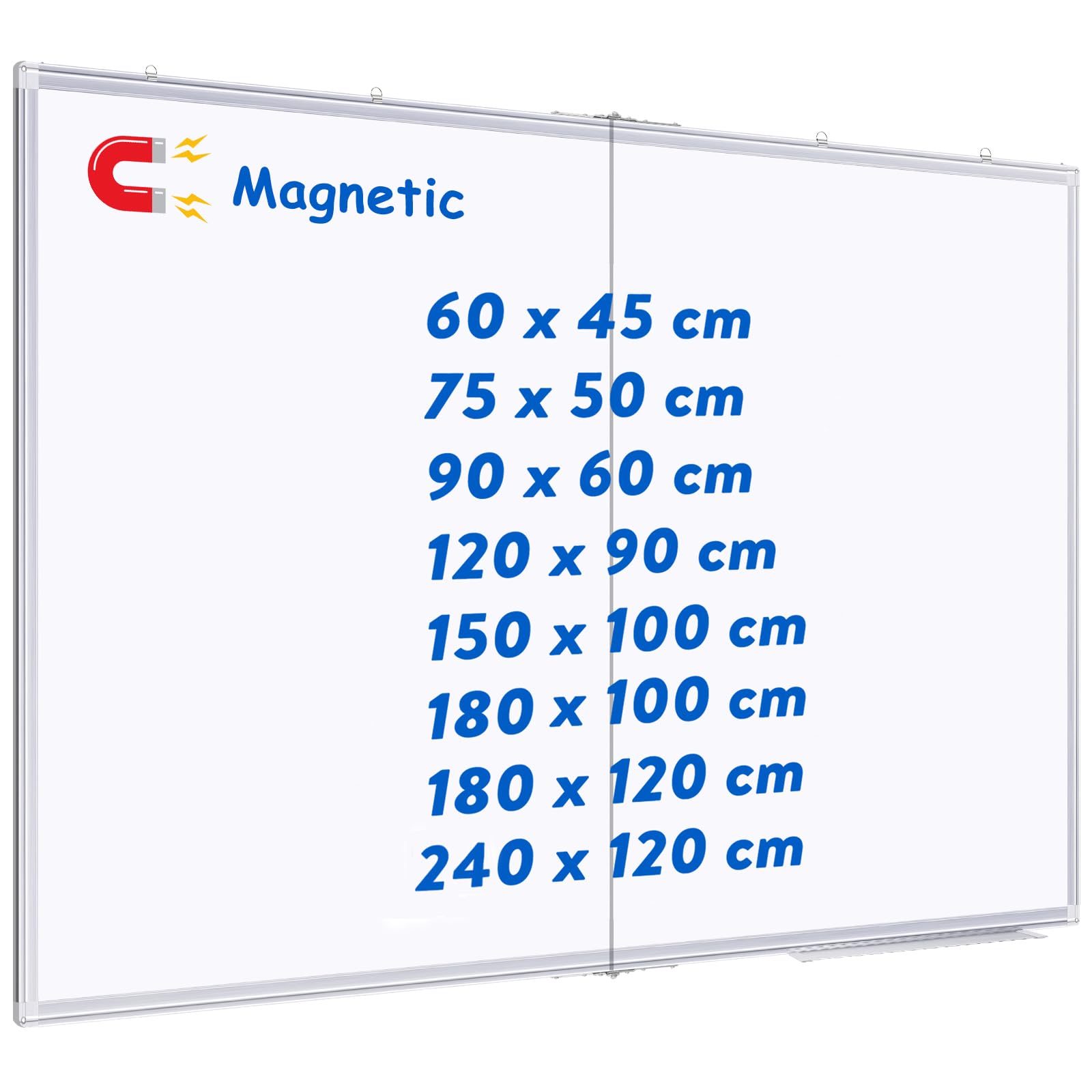 maxtek Magnetic Whiteboard 120 x 90 cm Large with Aluminium Frame