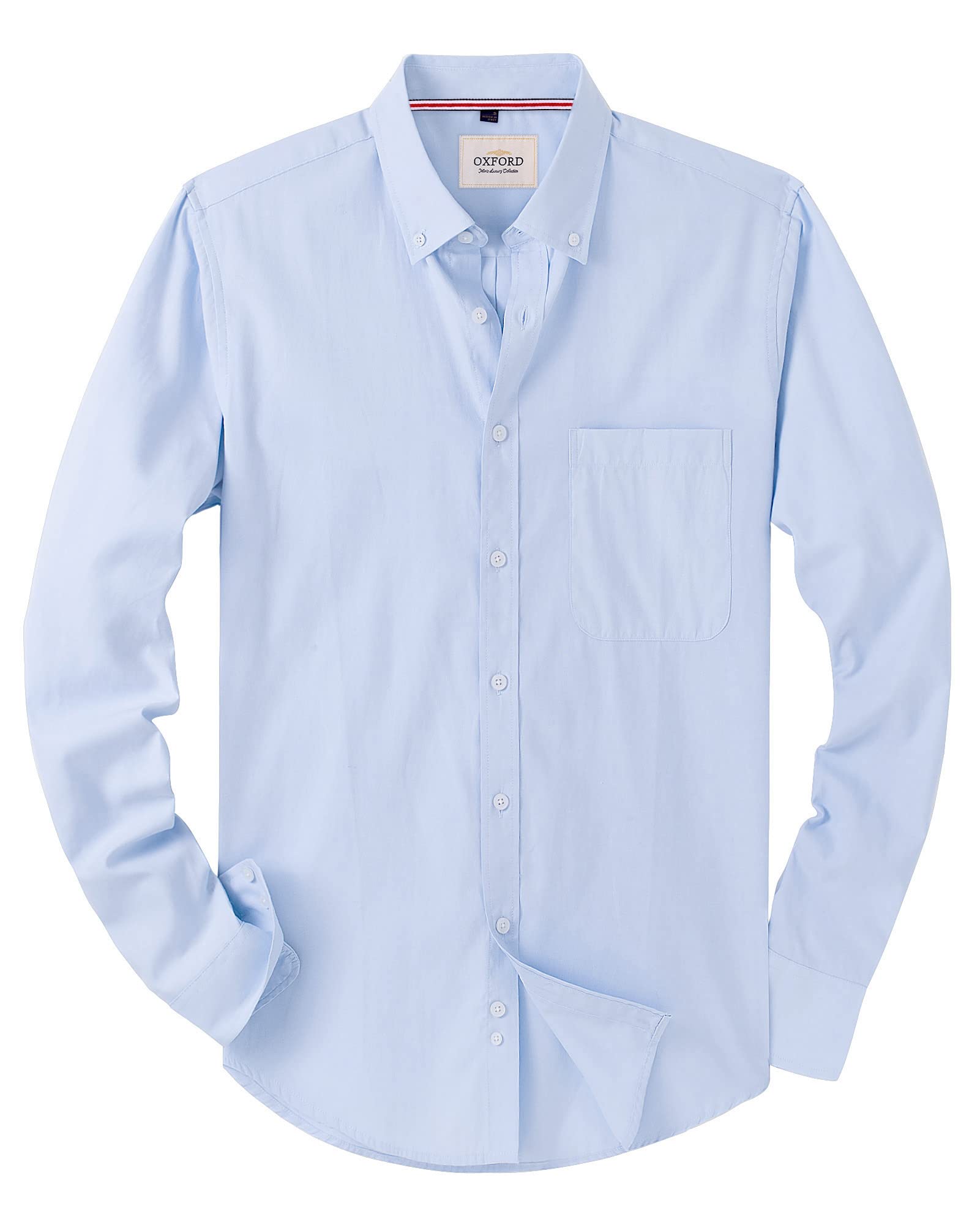 J.VER Men's Long Sleeve Oxford Shirts Smart Casual Business Formal Plain Non Iro