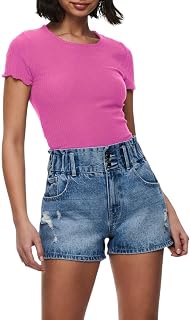 Only ONLEMMA - Ribbed Knit Crop Top with Short Sleeve and Neck