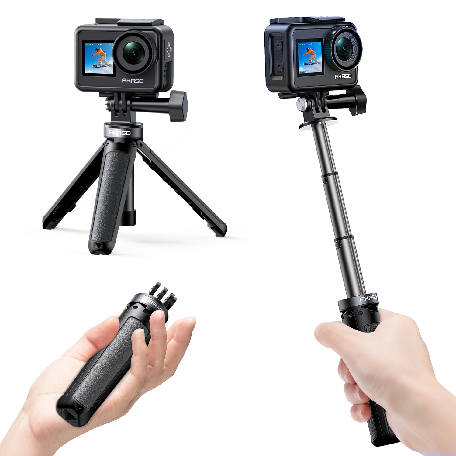 AKASO 10"/26cm Selfie Stick Tripod Lightweight Action Camera Mount