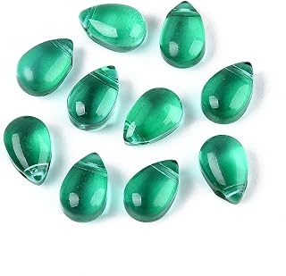 200pcs Teardrop Glass Beads, Water Drop Glass Beads, Clear Green Loose Beads for Crafts, Earrings, Jewelry Making, Costume Ornaments, 9x6x5mm