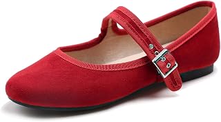 Feversole Women's Soft Breathable Mary Jane Memory Foam Cushioned Comfort Round Toe Metal Buckle Flats Walking Shoes