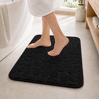 Non Slip Bath Mat Water Absorbent Soft Cozy Memory Foam Bathroom Rugs for Bathroom Kitchen 60x40cm White