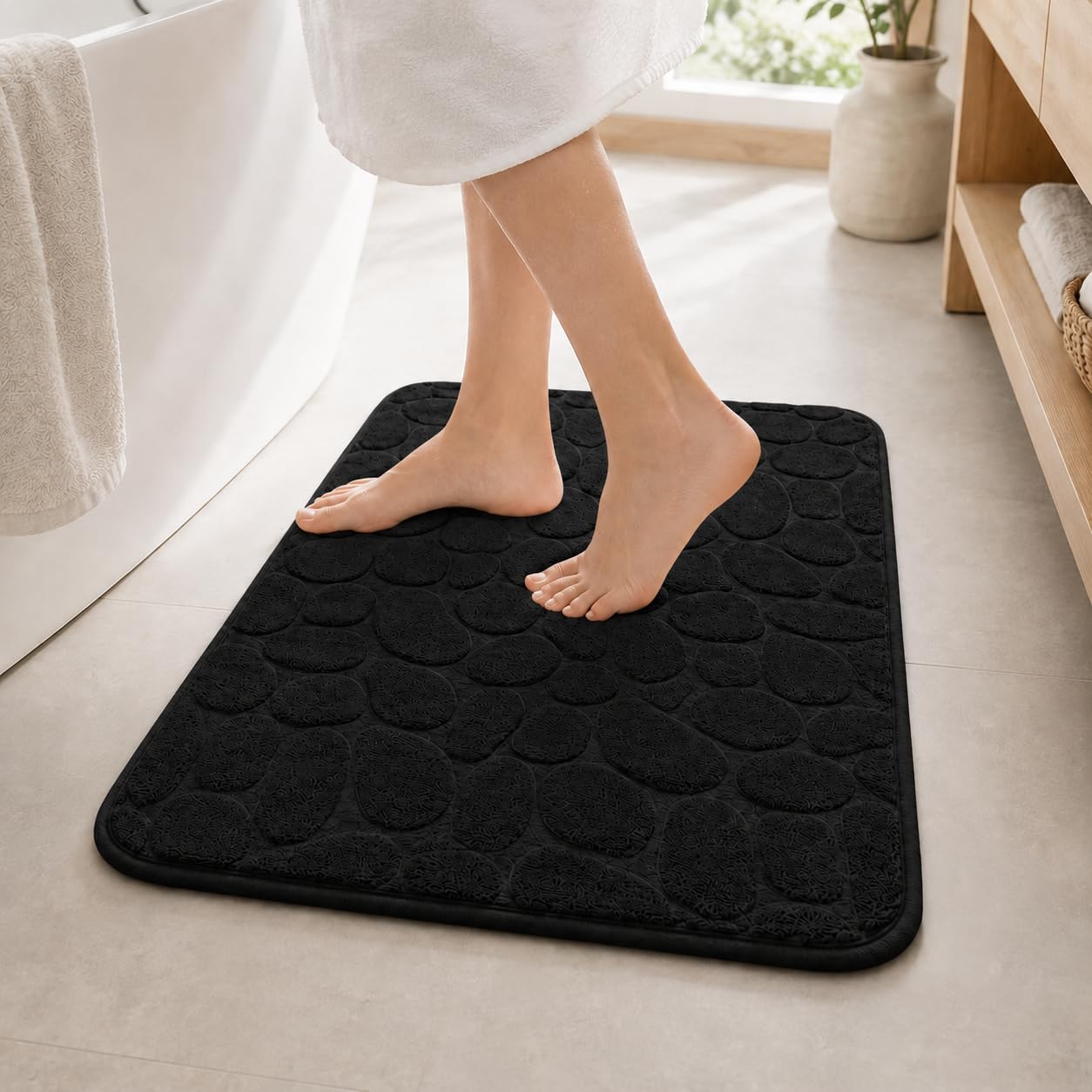 Non Slip Bath Mat Water Absorbent Soft Cozy Memory Foam Bathroom Rugs for Bathro