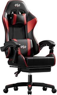 HLDIRECT Gaming Chair with Footrest & Lumbar Support for Adults | 135° Recline, High Back & Linkage Armrest, 360° Swivel, PU Leather, Ergonomic Computer Chair for Home Office