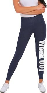 FUTURO FASHION - Sports leggings - with print "Work Out" - long - cotton