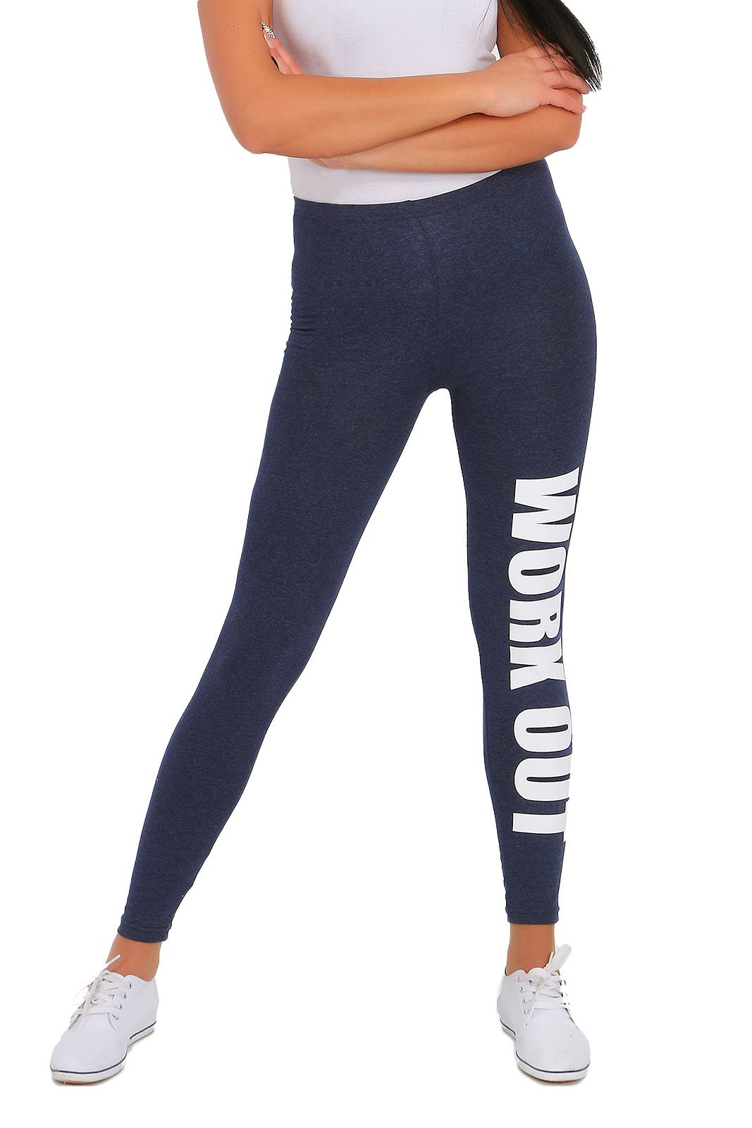 FUTURO FASHION - Sports leggings - with print "Work Out" - long - cotton