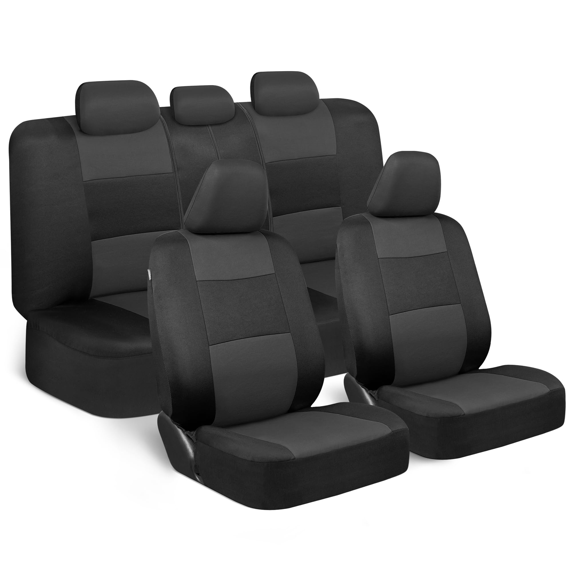 BDK PolyPro Car Seat Covers Full Set in Charcoal on Black – Front and Rear Split