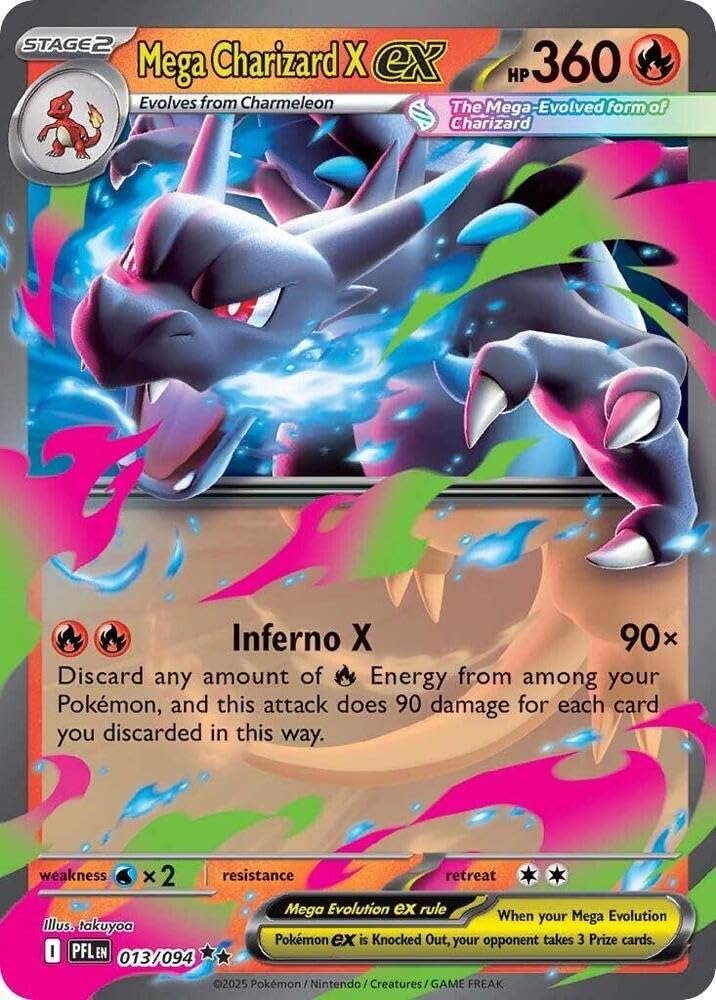 Pokemon - Mega Charizard X ex - 013/094 - ME02: Phantasmal Flames (PFL) - Double