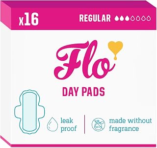 Flo - Day Menstrual Pads (16 Pack), Regular Flow | Organic Bamboo Period Pads, Leak Locking, Winged, Ultra-Thin, Absorbent, Soft & Breathable, Plant Based, Vegan, Cruelty Free