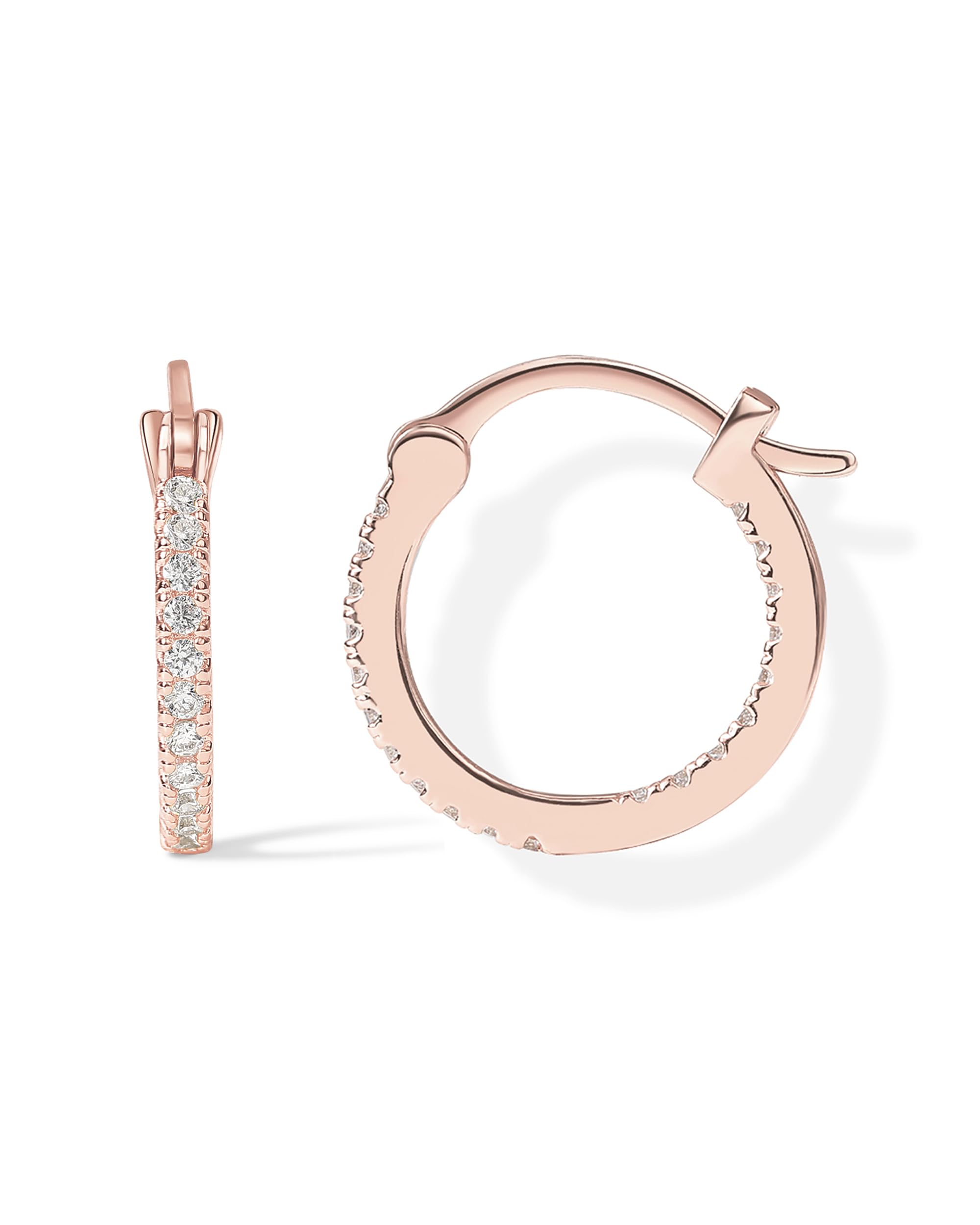 PAVOI 14K Gold Plated 925 Sterling Silver Post Cubic Zirconia Hoop Earrings