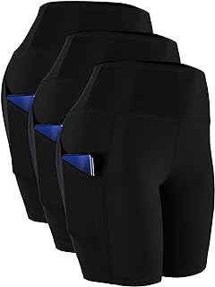 CADMUS Women's High Waist Spandex Yoga Shorts for Bike Running Two Side Pockets