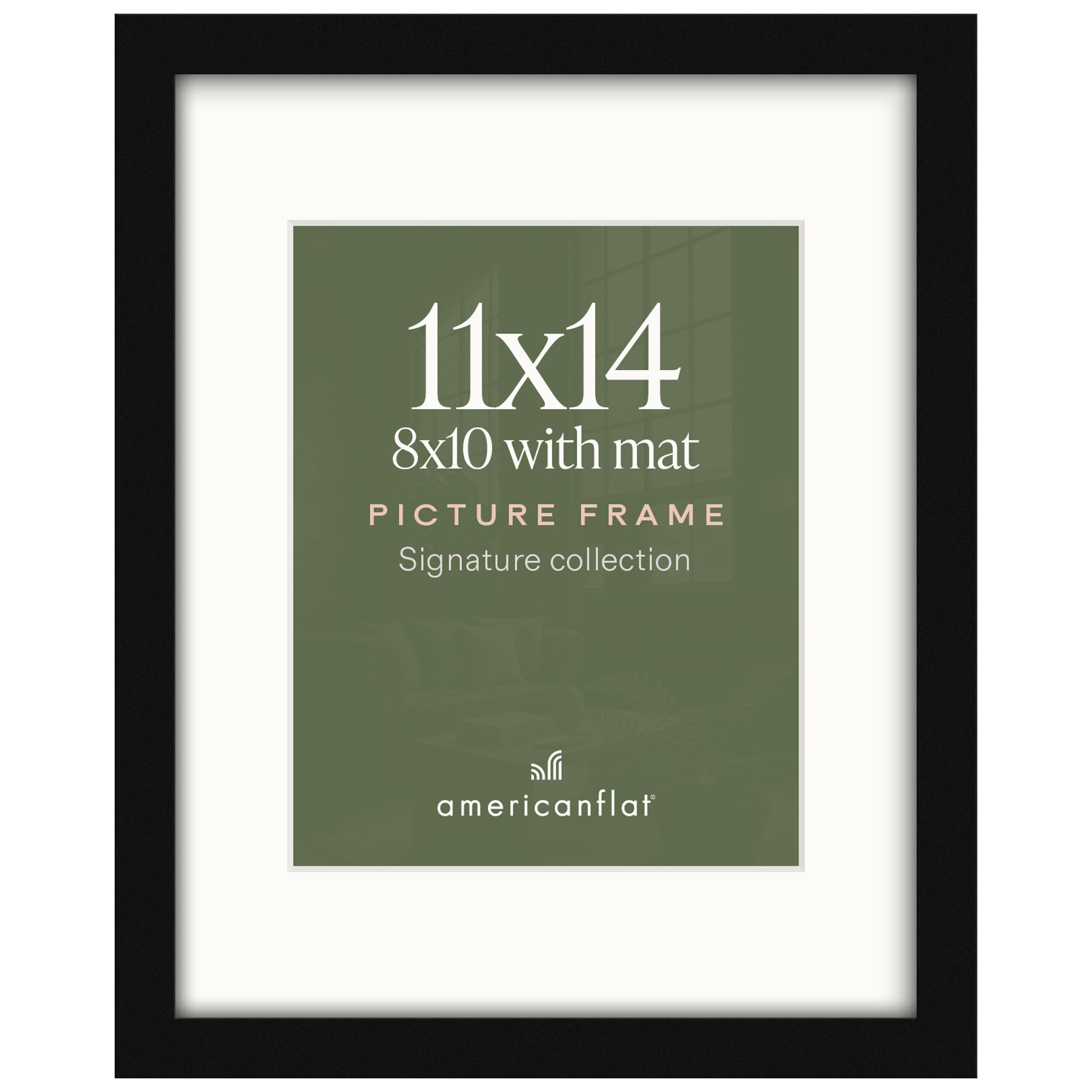 Americanflat 11x14 Picture Frame - Matted to 8x10 - Engineered Wood - Black | Sh