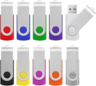 64GB USB 3.0 Stick 10Pack, KOOTION Bulk USB 3.0 Flash Drive Swivel 64GB Memory Stick Pen Drive Thumb Drive Jump Drive Computer Data Storage (10Pack Colorful)