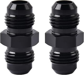 EVIL ENERGY 6AN Male to 6AN Male Flare Coupler Union, 2PCS | Straight Fuel Hose Adapter Fitting, 9/16-18 UNF Thread, 6061-T6 Aluminum Alloy, 37° Flare Sealing, 1500 PSI