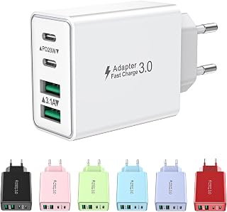 USB C Charger, 4-Port USB Plug Fast Charger Multiple Power Supply USBC Fast Charger PD Power Adapter Charging Plug USB Fast Charging for iPhone 16 15 14 13 12 11 Pro Max, iPad, Samsung, Mobile Phones