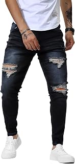 Mens Jeans Slim Fit Skinny Denim Stretch Tapered Jean Pants
