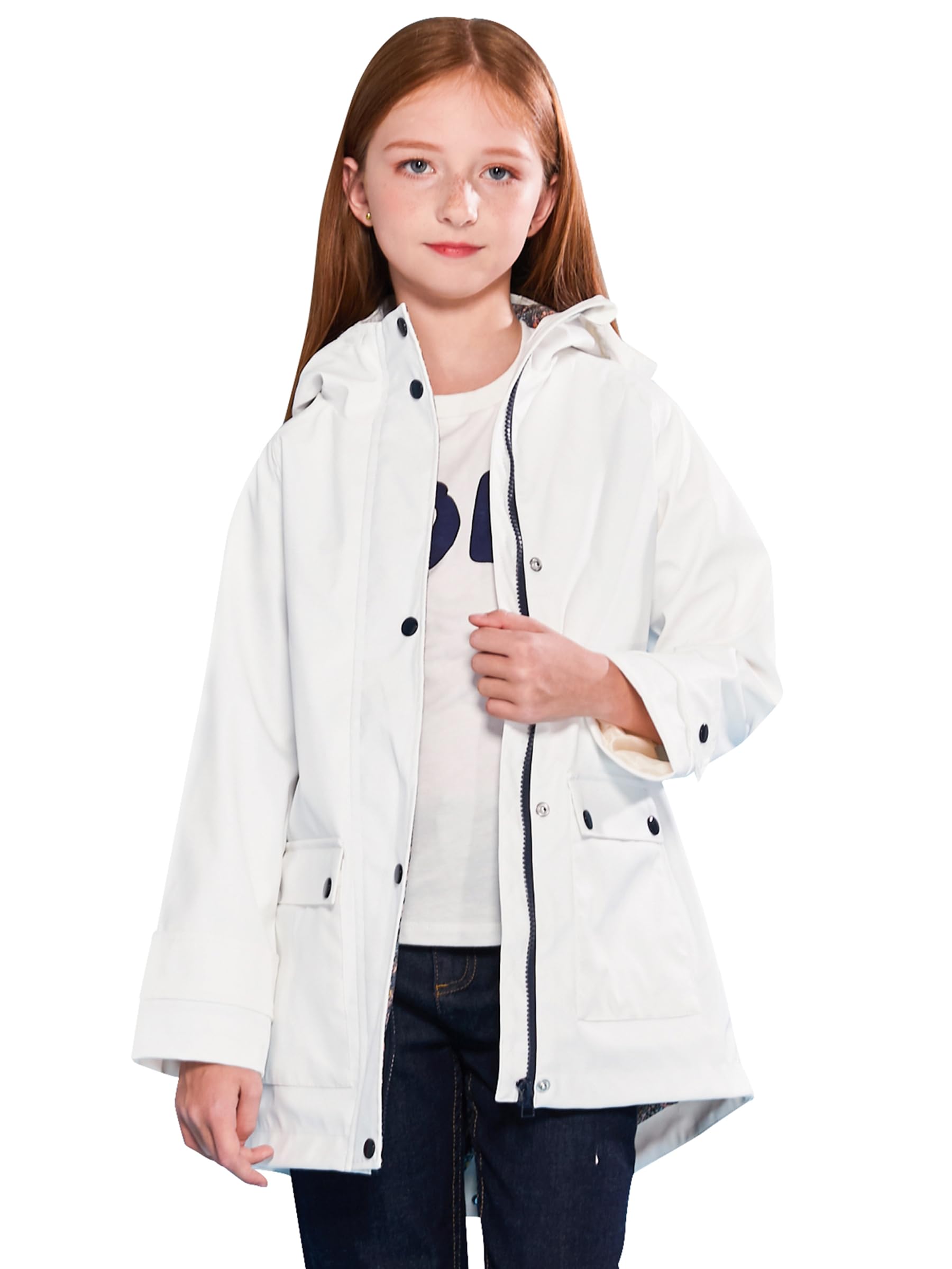 SOLOCOTE Lined Coat Girls Thin Jacket Kids Hooded Jumper Spring Coat