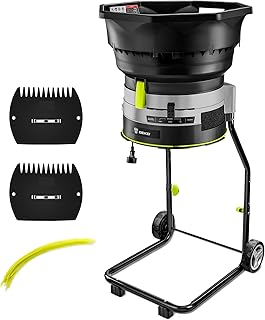 Electric Leaf Mulcher/Shredder: DEKOPRO 13-Amp 8200RPM Motor for 17:1 Reduction Ratio, Adjustable Control Dia with Leaf Scoops Spade and 20 Cutting Lines (Renewed)