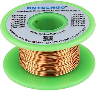 BNTECHGO 22AWG Magnet Wire 4oz Natural Enameled Copper Wire 0.0256"(0.65mm) | 22 Gauge Enameled Copper Coil Wire Widely Used For Transformers, Inductors, Speakers, Electromagnets, Educational Experiments
