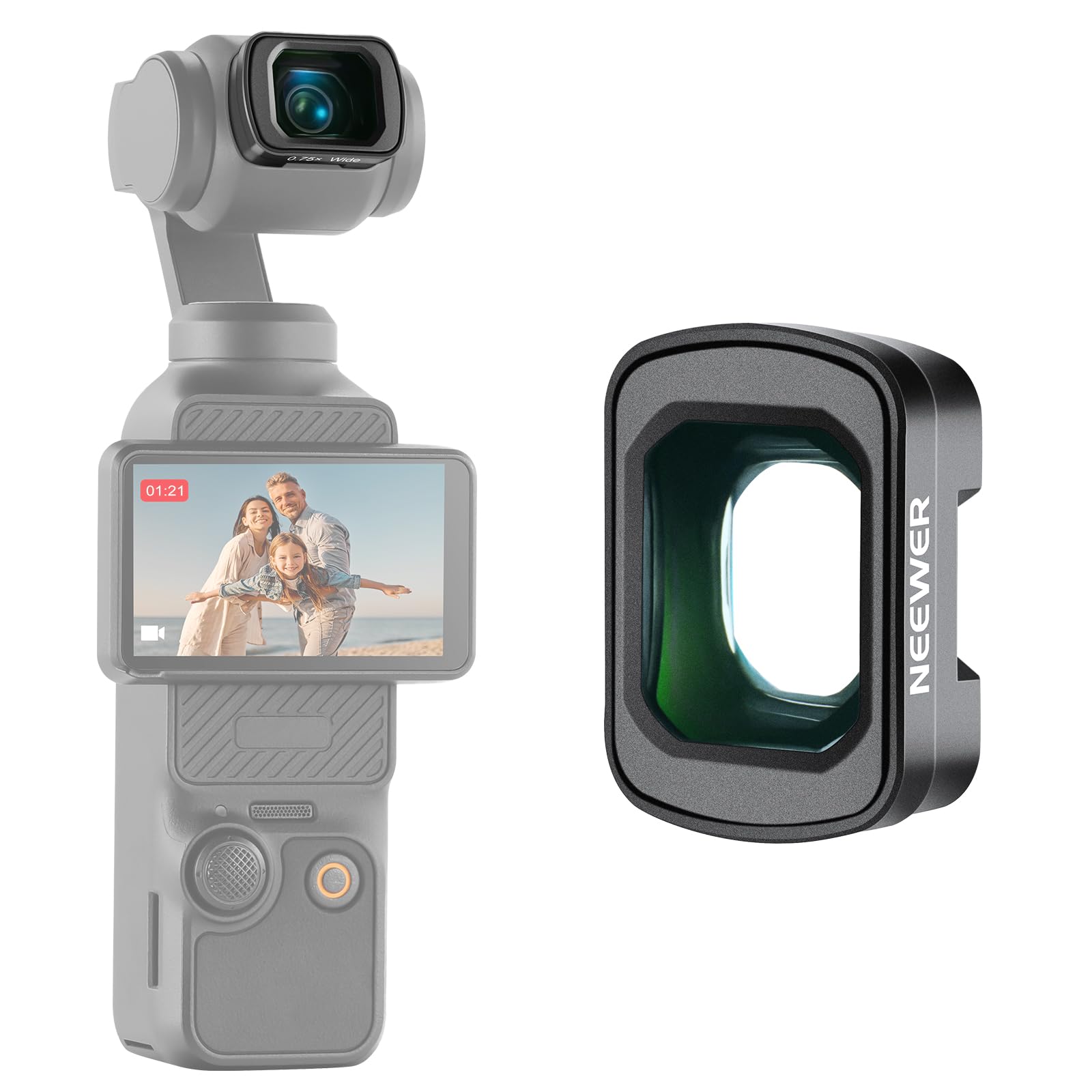 NEEWER 0.75x Wide Angle Lens Compatible with DJI Osmo Pocket 3 4 Xtra Muse | 108