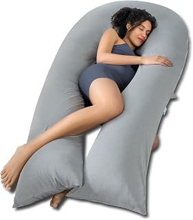 QUEEN ROSE 65 Inch Cooling U Shaped Pregnancy Pillow, Maternity Body Pillow | 65 Inch Extra Long Comfort Full Body Support for Back, Hips, and Legs, Designed for Pregnant Women and Other Adults, Grey