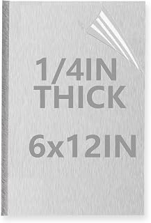 1/4Inch Thick Aluminum Sheet Plate, 6" x 12" Heavy Duty Aluminum Plates | Double Side Protective Film, 6061 Flat Plain Panel Plates Solid Metal Sheet Plate for Crafting Structural Framing Base Plate