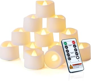 Homemory 12-Pack Remote Flameless LED Battery Tea Light Candles, 400+Hrs | 2/4/6/8H Timer Flickering Tealight Votives for Halloween Pumpkins, Christmas Decor, Weddings and Home Ambiance