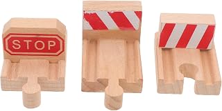 3pcs Wooden Track for Trains Concave Replacement Railway Track | Classic Beige Wood Set, Flexible Assembly, Smooth Surface, Stable Sturdy Build, for Railway Toy Play