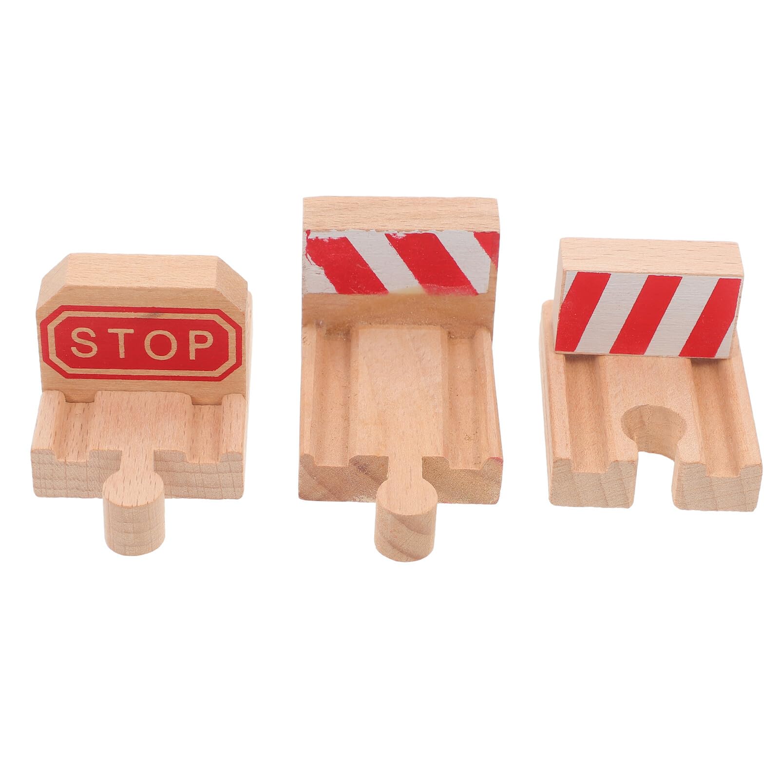 3pcs Wooden Track for Trains Concave Replacement Railway Track | Classic Beige W