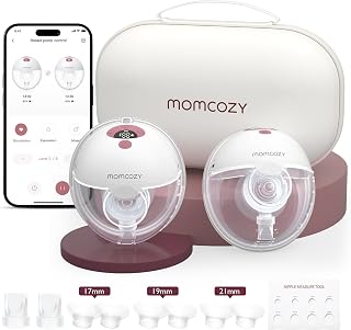 Momcozy M5 Smart Hands-Free Wearable Breast Pump (Cozy Red, 2 Count) | Smart App Control, Baby Mouth Double-Sealed Flange, Three Modes 9 Levels, Lightweight 232g