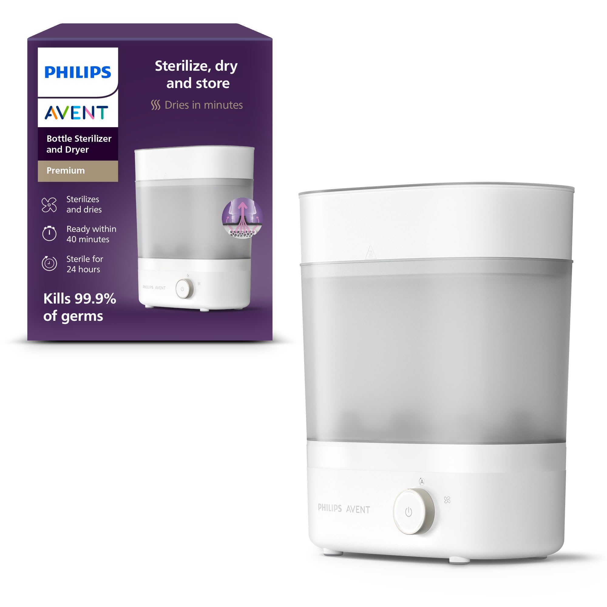 Philips Avent Baby Bottle Sterilizer and Dryer Premium, Removes 99,9% of Bacteri