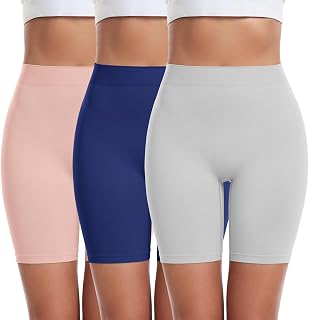 FRESBEIT 3 Pack Slip Shorts for Women Under Dress Comfortable Smooth Boyshorts Panties Biker Shorts