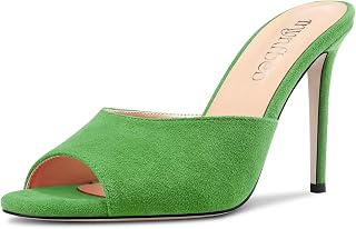TNYNFBEB Women Stiletto High Heel Peep Open Toe Sandals Slingback Slip-on Wedding Office Cute Basic Classic 3.9 Inches Heels
