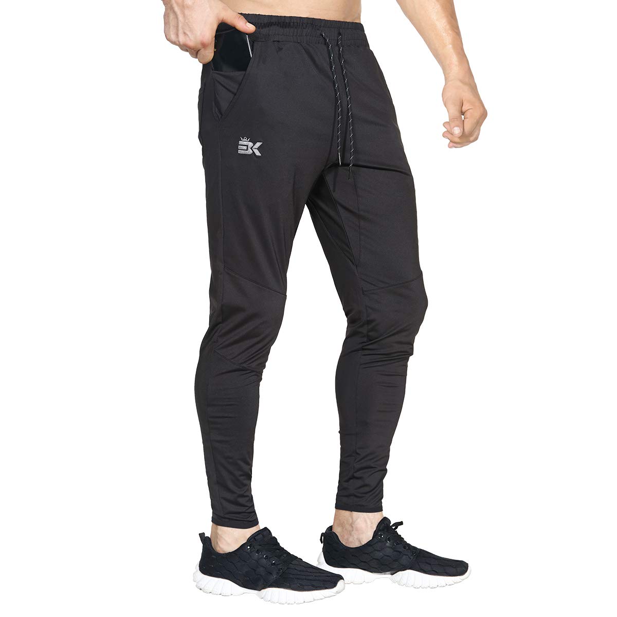 BROKIG Mens Lightweight Gym Jogger Pants Workout Sweatpants Zip Pocket