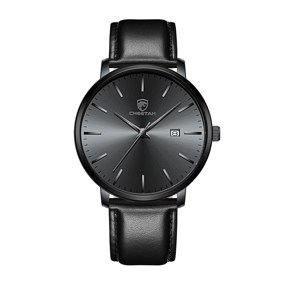 CHEETAH Minimalist Waterproof Quartz Watches for Men with Leather Strap, Auto Da