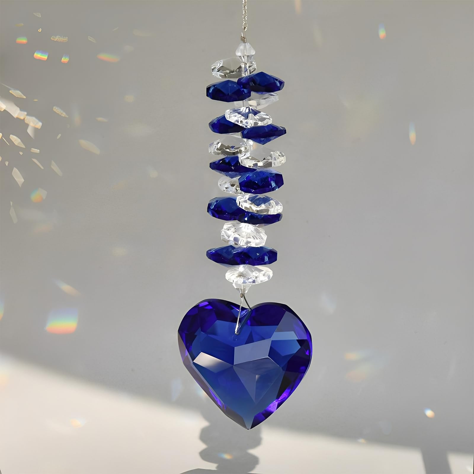 Clear Crystal Ball Pendant Heart Shape Dream Catcher Window Hanging Decor Outdoo