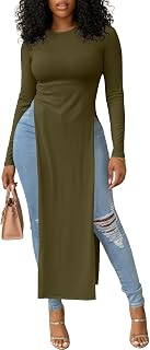 OPOIPIN Women's Side Split Casual Long Shirt
