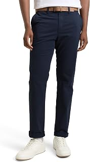 TOM TAILOR Denim Men's Slim Fit Chino Trousers with Belt